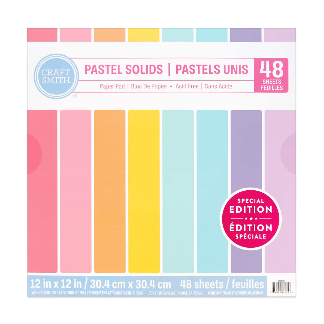 Craft Smith Pastel Solids Paper Pad, 12&#x22; x 12&#x22;